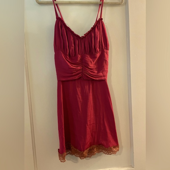 Free People Y2K Fairy Core Lace-Up Pink Lace Trimmed Mini Dress - Medium - Picture 4 of 8